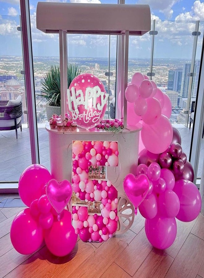 CSTYWC 9PCS Happy Birthday Mylar Balloons Set 36inch Hot Pink Happy Birthday Foil Balloons Decorations for Barbie Party Decorations Princess Girl's Birthday - Image 5